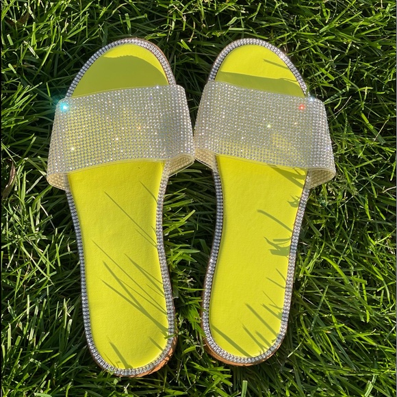 Yellow Bling Slide Sandals - Picture 5 of 5